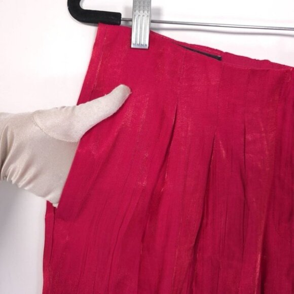 NWOT ZARA Women's Trouser Pants XL Wide Leg Wrinkle Flare Satin Pink 8764/509 - Picture 9 of 11